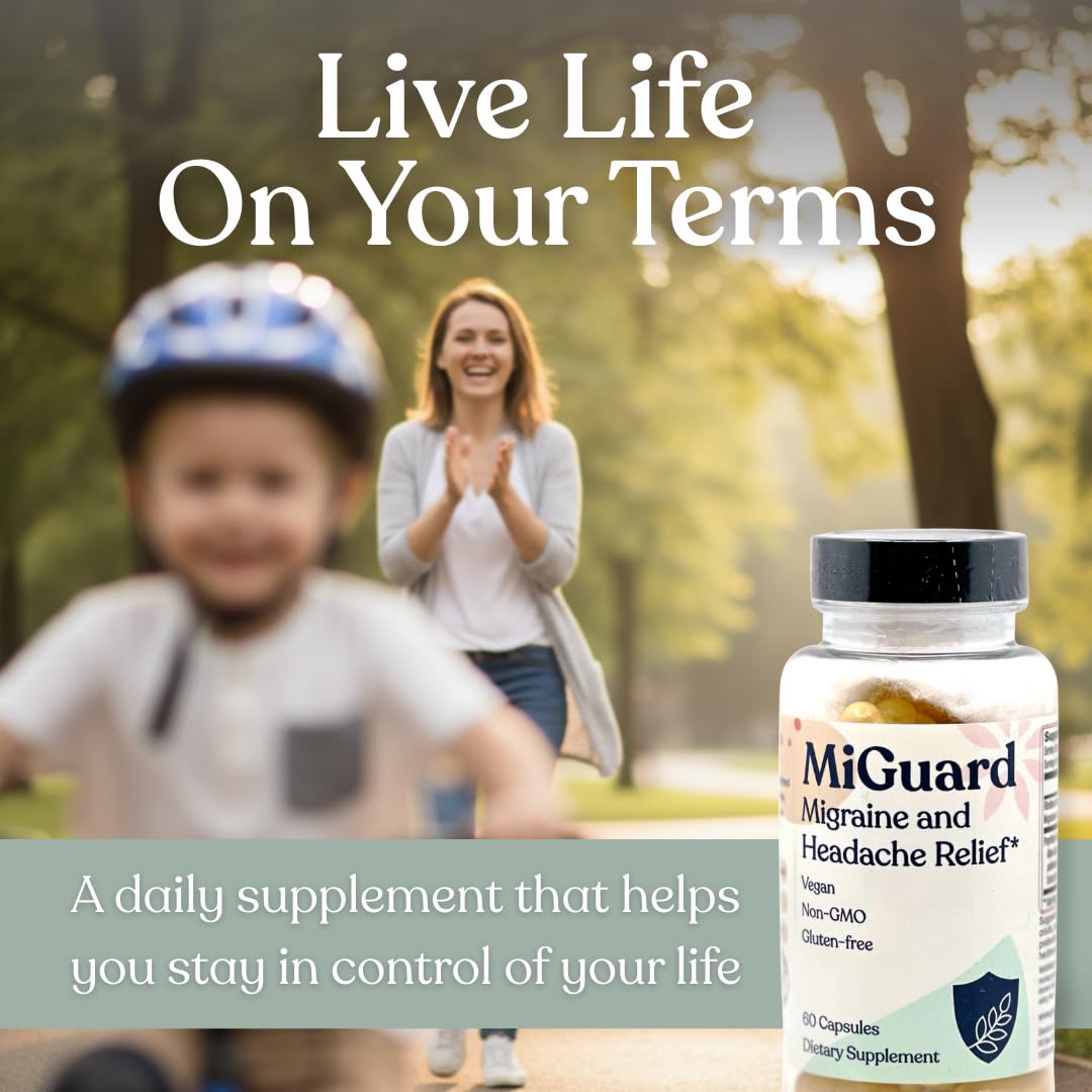 Headache and Migraine Relief Supplements - Drug Free Migraine Prevention Supplement - Natural Supplements for Migraine Headaches - Helps Reduce Frequency & Severity (60 Capsules) MIGUARDBuy Supplements Australia