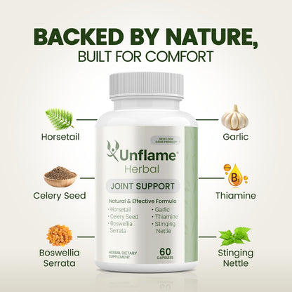 Unflame Herbal Supplement – Botanical Support for Joints, Back, and Muscles – 60 Capsules – Natural Herbal Blend – Dietary Supplement UnflameBuy Supplements Australia