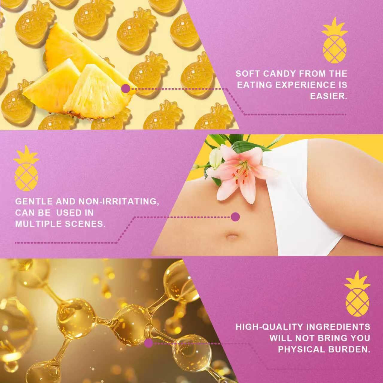 Brurtzexs Her Juicy Feminine Probiotics Gummies for Women with Slippery Elm - Pineapple Flavor, pH Balance & Immune Health Support - Digestive & Feminine Support - Vegan Supplement, 60 C Brurtzexs buy supplements Au
