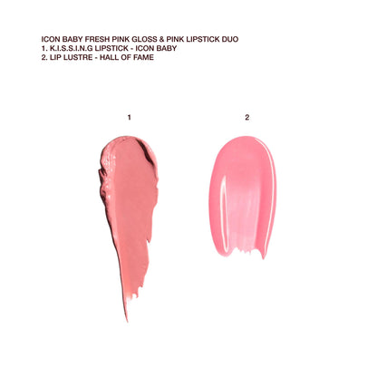 Charlotte Tilbury Icon Baby Lip Duo Kit - Mini K.I.S.S.I.N.G Satin Shimmer Lipstick & Full Size Hall of Fame High Shine Gloss Set - Hydrating Long Lasting Makeup Duo for On-the-Go Glossy Shine Charlotte Tilbury buy supplements Au