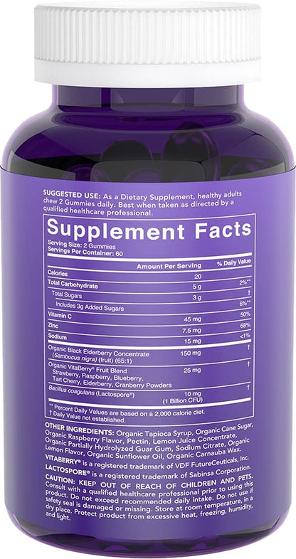 Sports Research Elderberry Gummies Concentrate with Vitamin C, Zinc & Probiotics for Immune Support & Gut Health | USDA Organic, Vegan Certified & Non-GMO Verified (120 Gummies) Sports Research buy supplements Au