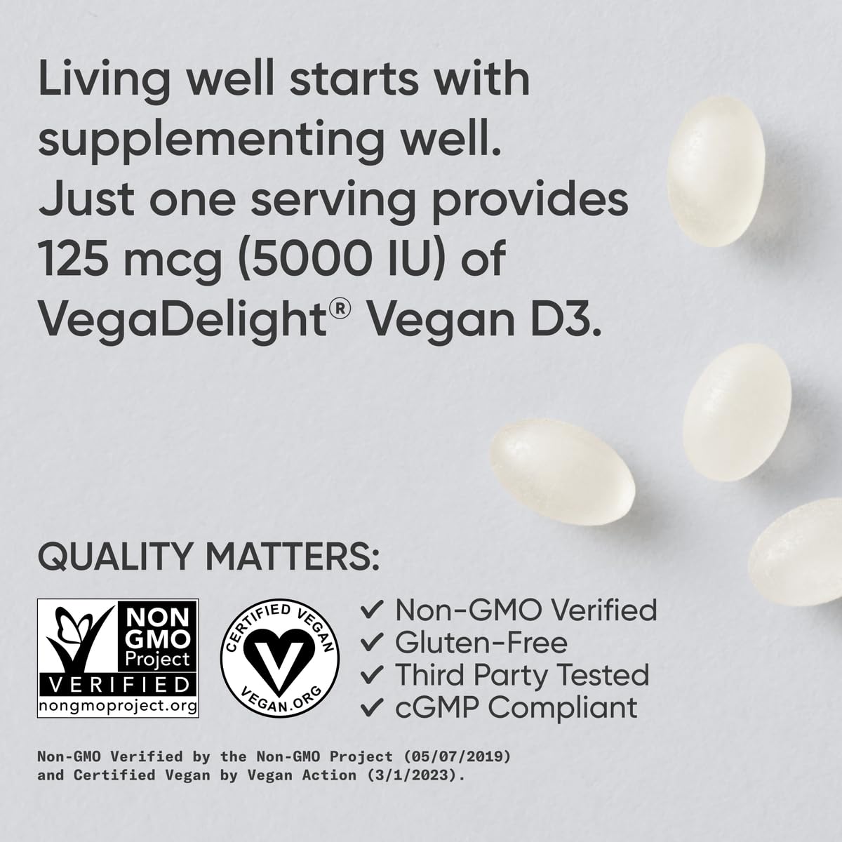 Sports Research Vegan Vitamin D3 5000IU (125 mcg) with Coconut Oil | 100% Plant-Based Vitamin D for Bone, Joint & Immune Support | Carrageenan Free, Vegan Certified & Non-GMO Verified (60 Softgels) Sports Research buy supplements Au