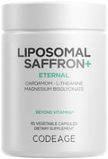 Codeage Liposomal Saffron+ Supplement - Saffron Extract, Magnesium, L-Theanine, Cardamom, BioPerine - 3-Month Supply - Kesar Spice, Liposomal Delivery - Non-GMO - 90 Capsules CodeageBuy Supplements Australia