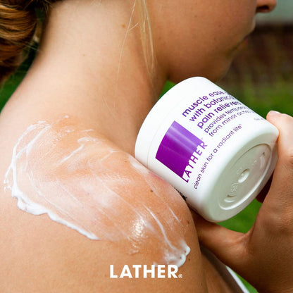 LATHER Muscle Pain Relief Gel - Muscle Therapy to Aid Muscle Soreness - Fast Acting Gel with Menthol Helps Ease Back Pain Relief, Neck Pain Relief, Knee Pain Relief, Lower Back Pain Relief - 4 Oz LATHERBuy Supplements Australia