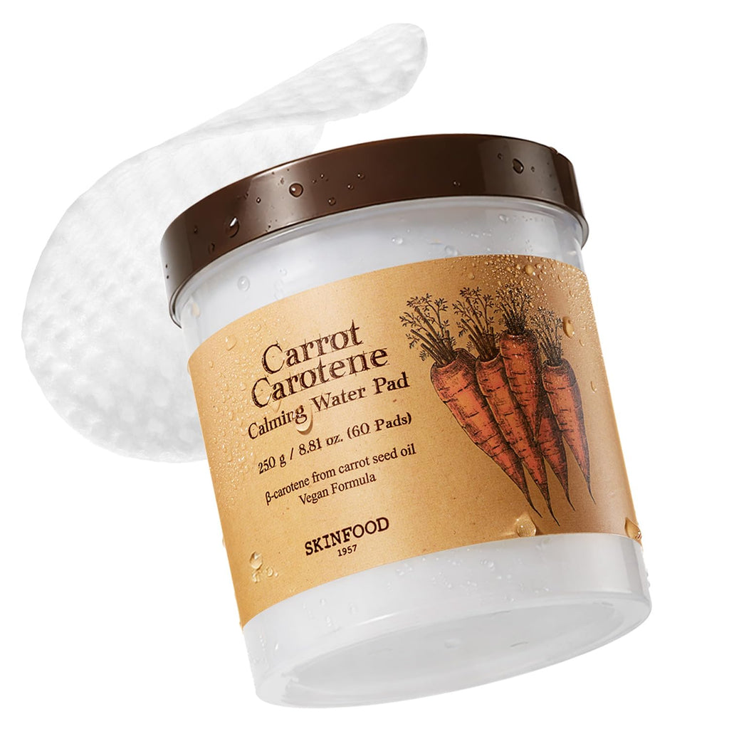 SKINFOOD Carrot Carotene Toner Pads, Hydrating & Soothing for Dry Skin, Instant Cooling, After Sun & Heat Care, Cotton Facial Toner Pads, Korean Skincare for Face (60 Counts) SKINFOOD 1957Buy Supplements Australia