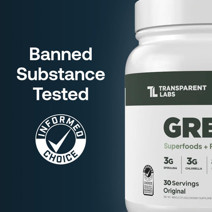 Transparent Labs Prebiotic Greens - Superfood Powder & Antioxidants Supplement with Organic Spirulina, Chloerra, Acacia, & Green Banana Powder - 30 Servings, Unflavored