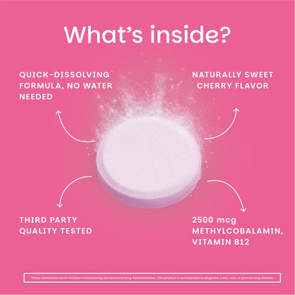 EZ Melts Dissolvable B12 2,500 mcg - Vitamin B12 for Energy & Immune Support - Non-GMO, Vegan & Gluten-Free