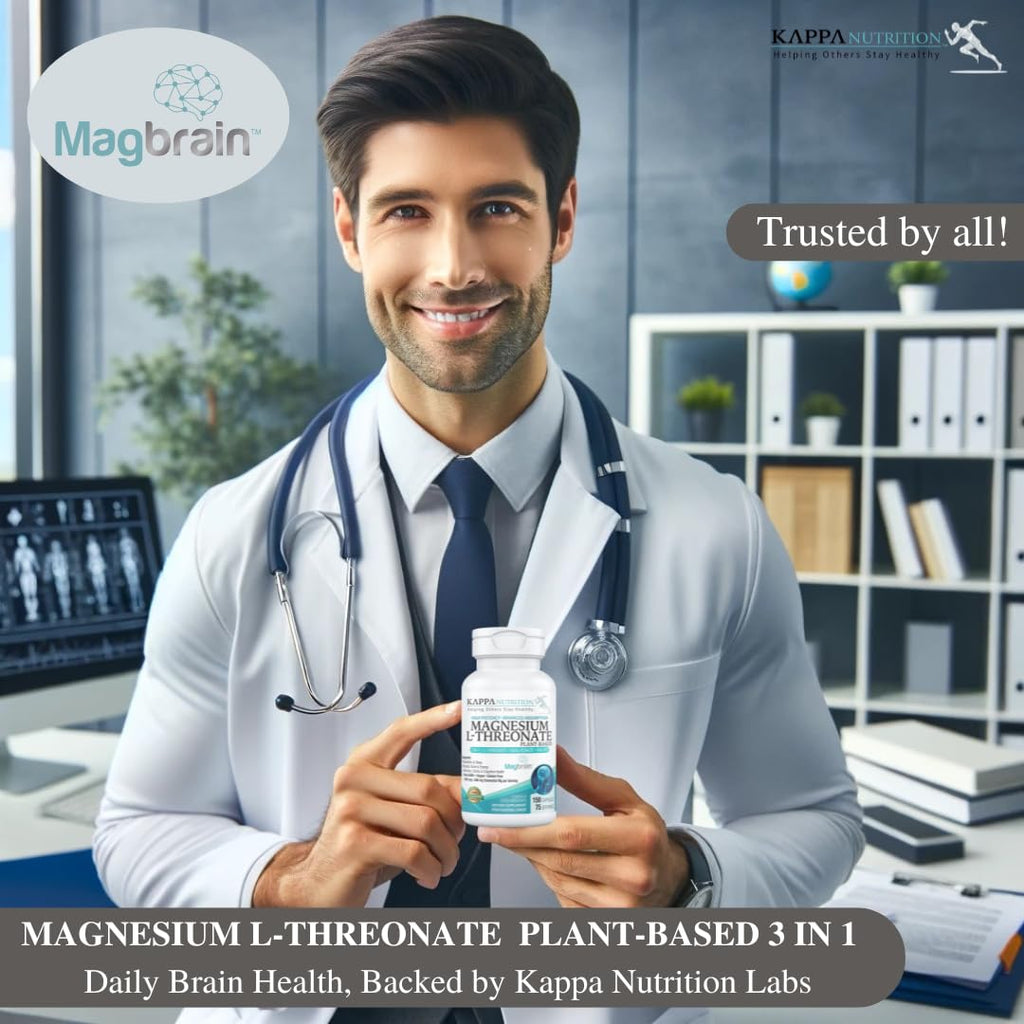 Kappa Nutrition Powered by Magbrain™ Magnesium L-Threonate Plant-Based, 150 Vegan Capsules, 420mg Elemental Magnesium (3 Capsules) from 2,253mg, Brain, Sleep & Muscle Support. KAPPA NUTRITIONBuy Supplements Australia