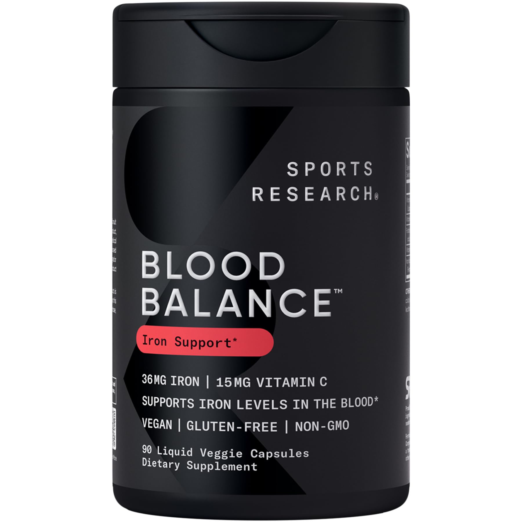 Sports Research® Blood Balance Iron Supplement - 36 MG Iron + Folate & Vitamin C for Absorption - Red Blood Cell Support for Women & Men* - Vegan Certified · Non-GMO · Gluten-Free - 90 Capsules Sports Research buy supplements Au