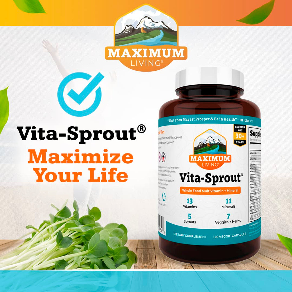 Maximum Living - Vita-Sprout Whole-Food Multivitamin & Phytonutrient Blend - 120 Capsules Maximum LivingBuy Supplements Australia