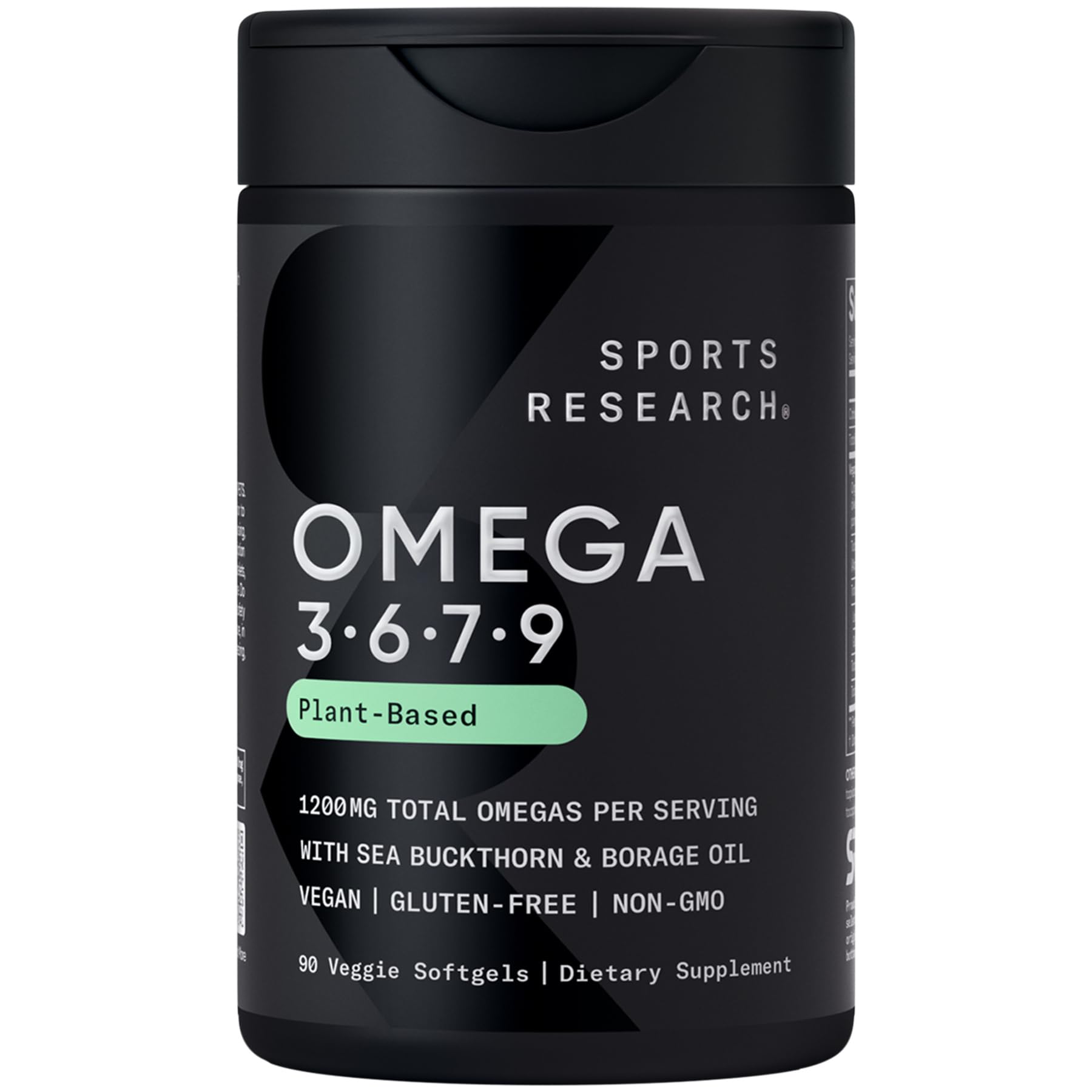 Sports Research® Vegan Omega 3-6-7-9 - 1200 mg of Multi-Spectrum Omega Fatty Acids Certified Non-GMO Formula with Sea Buckthorn & Borage Oil - 90 Veggie Softgels Sports Research buy supplements Au