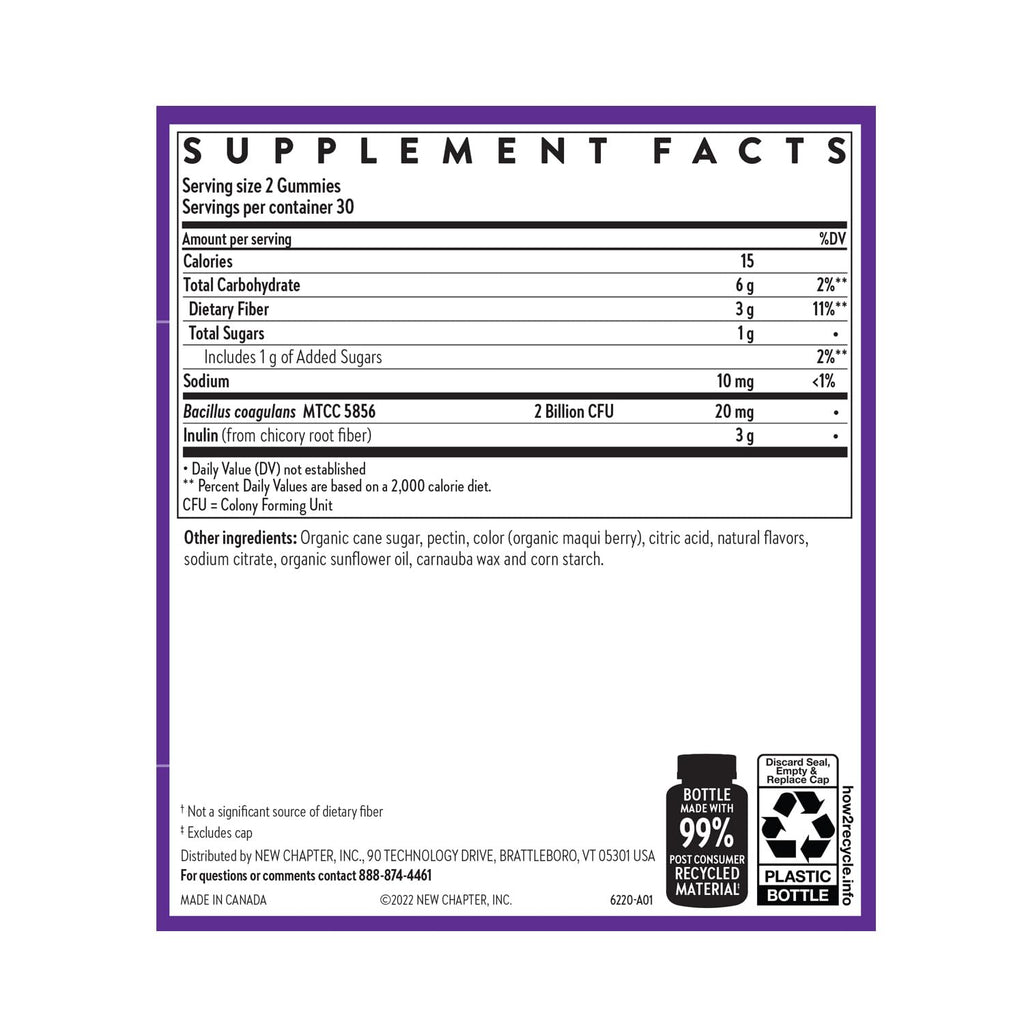 New Chapter Probiotic Gummies for Women and Men, All-Flora (1 Month Supply) – 55% Less Sugar+, Formulated for Holistic Gut Health Support with Probiotics + Prebiotic Fiber