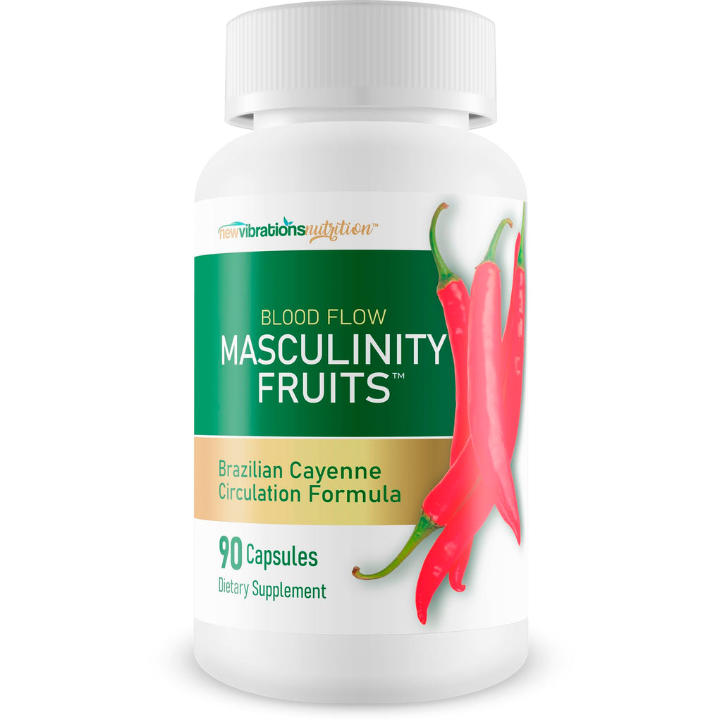 Masculinity Fruits for Bloodflow - Our Best Brazilian Blood Circulation Supplements for Men - Boost Blood Flow Circulation Supplement - Cayenne Pepper Pills Gingko Biloba Blood Flow Vitamins for Men New Vibrations Nutrition buy supplements Au