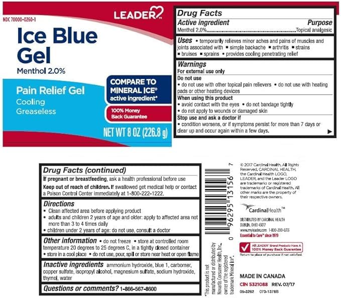 Leader Mineral Ice Blue Gel, Menthol 2%, Pain Relief Gel, Topical Analgesic, for Muscle Pain, Backache, Arthritis & Sport Injuries, for Adults and Kids 2+, Compare to Mineral Ice, 8 oz LeaderBuy Supplements Australia