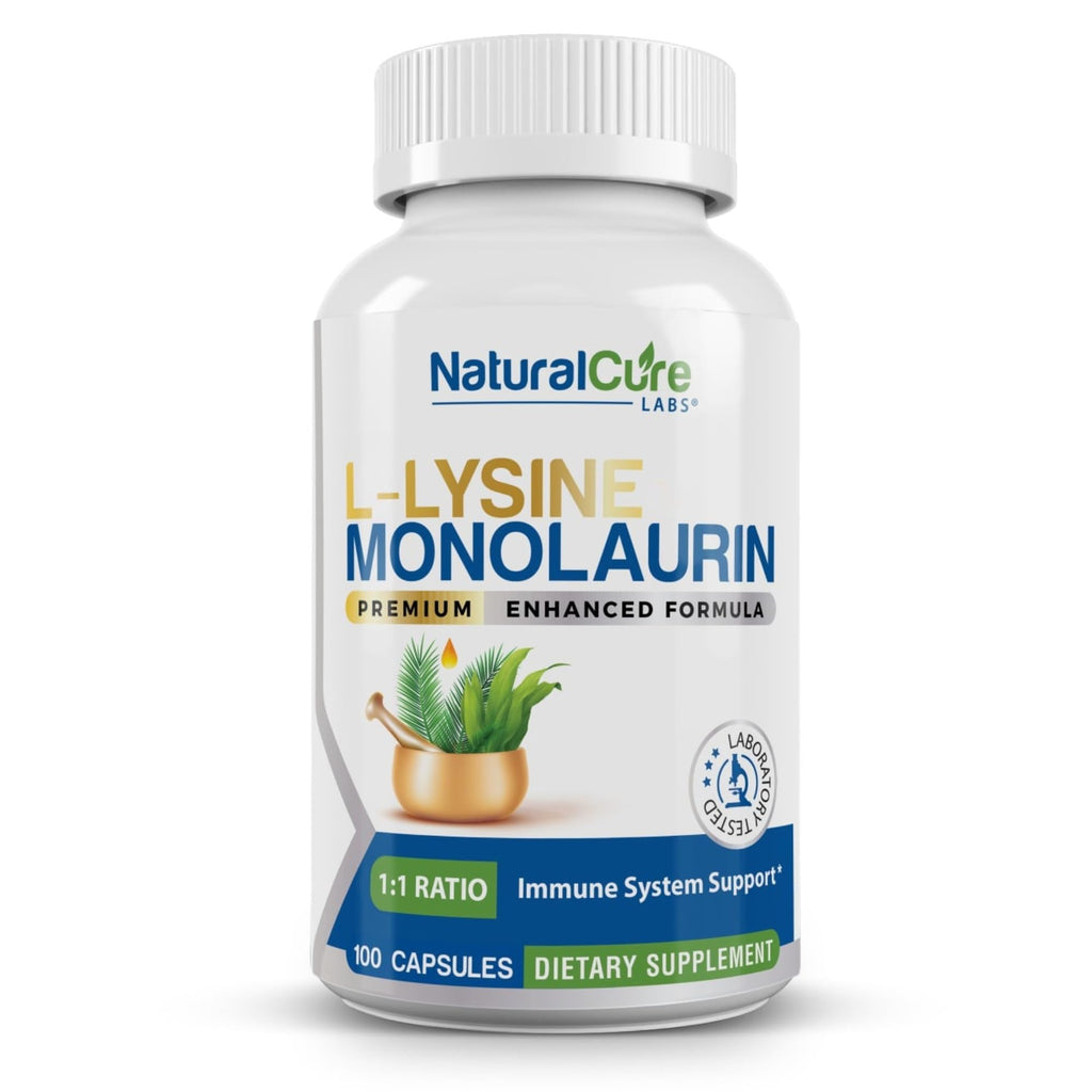 Natural Cure Labs L-Lysine with Monolaurin 600mg 1:1 Ratio, 100 Capsules Natural Cure Labs buy supplements Au