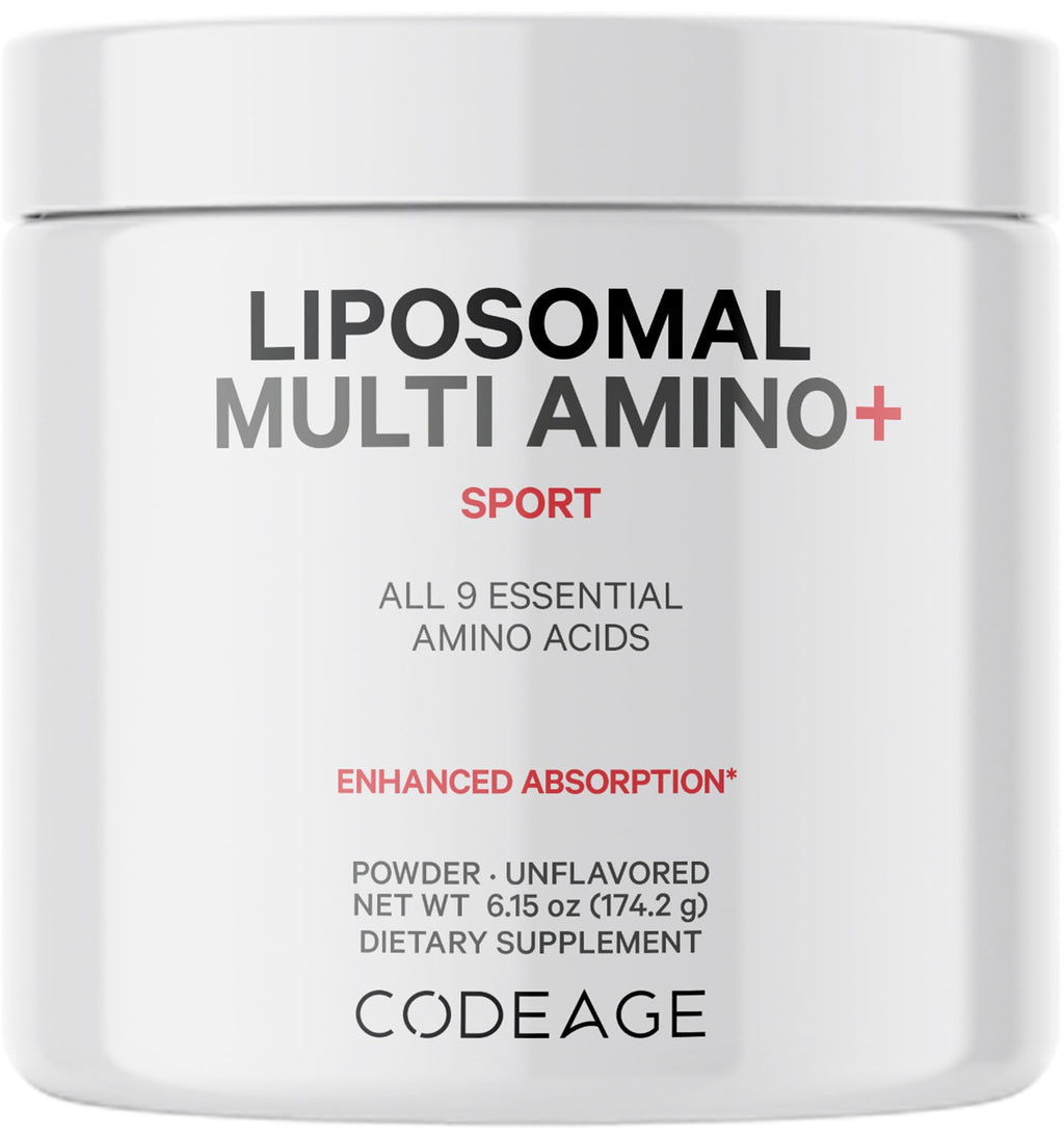 Codeage Liposomal Multi Amino Powder Supplement - BCAA & EAA Supplement All 9 Essential Amino Acids, Branched-Chain Amino Acid, Pre & Post Workout, Unflavored, Liposomal Delivery, Non-GMO, 6.15 oz CodeageBuy Supplements Australia