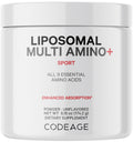 Codeage Liposomal Multi Amino Powder Supplement - BCAA & EAA Supplement All 9 Essential Amino Acids, Branched-Chain Amino Acid, Pre & Post Workout, Unflavored, Liposomal Delivery, Non-GMO, 6.15 oz CodeageBuy Supplements Australia
