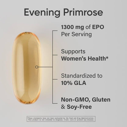 Sports Research Evening Primrose Supplement from Cold Pressed Oil - Softgels for Women’s Health & Skin Health - Gluten Free & Non-GMO GLA - High Potency 1300mg, 120 Count Sports Research buy supplements Au