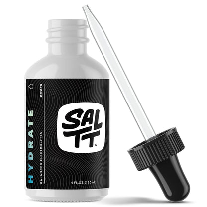 SALTT - Hydrate (4 oz) - Electrolytes Drops - Energy Boost - Sodium, Potassium, Magnesium, Zinc, Copper - Unflavored - Ultra Low Carb - Zero Sugar, Vegan,