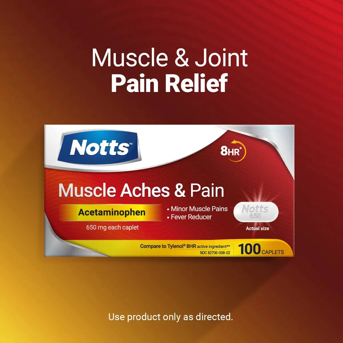 NOTTS Muscle Aches & Pain Acetaminophen 650 mg, 100 Count NOTTSBuy Supplements Australia