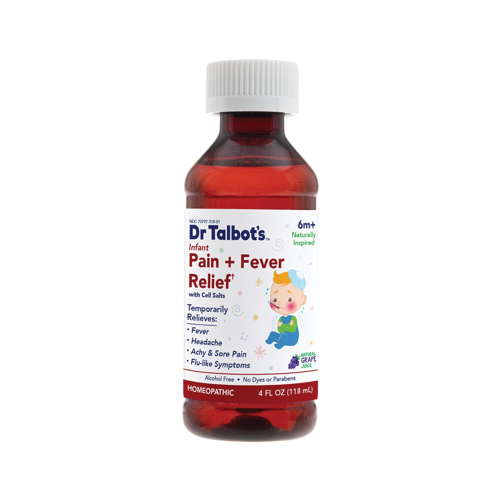 Dr. Talbot's Infant Pain and Fever Relief Liquid Medicine - 4 fl oz - 6+ Months - Grape Juice Flavor - No Alcohol, Dyes, or Parabens - Baby Essentials Dr. Talbot'sBuy Supplements Australia