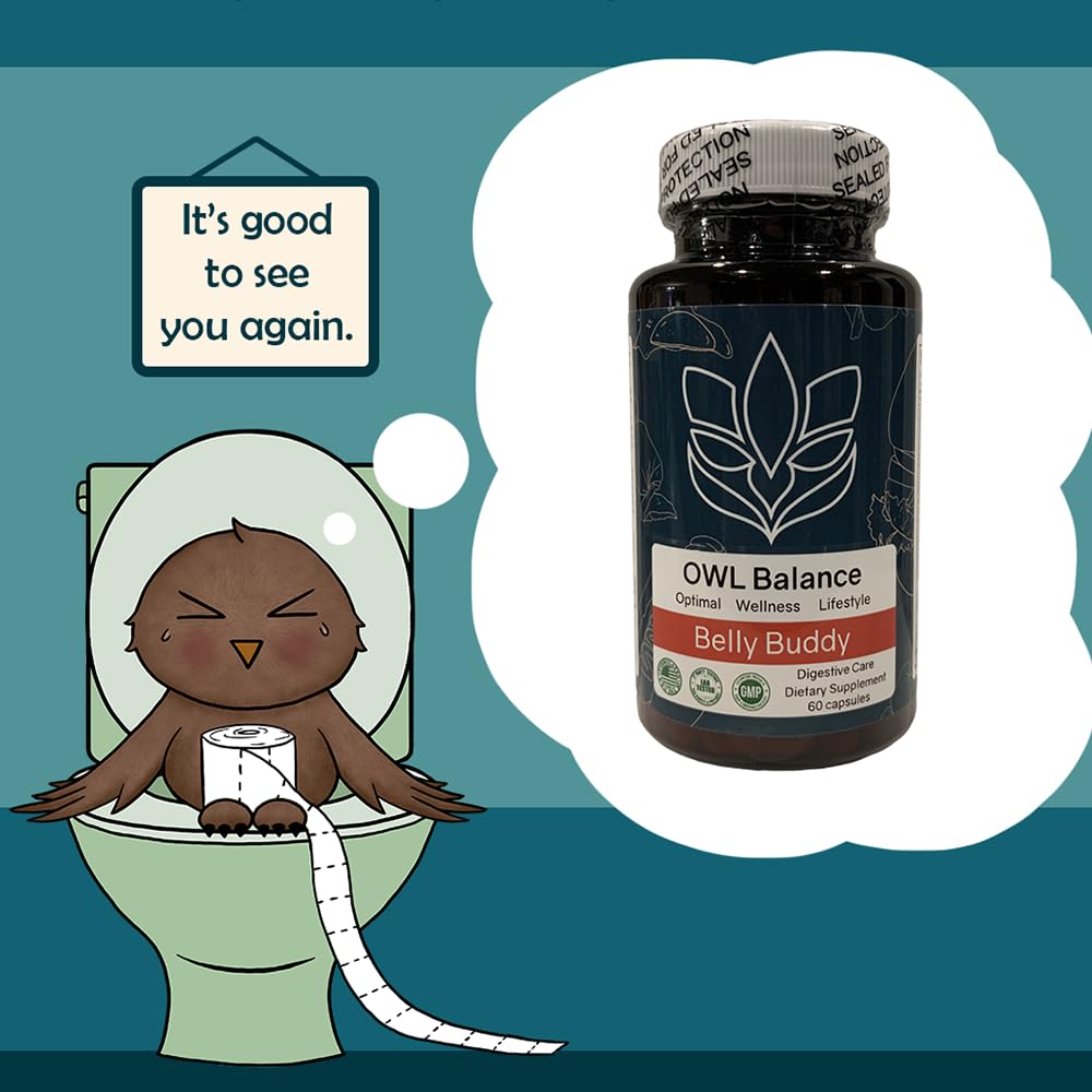 Belly Buddy Advanced Gut Health Support containing a helthy Blend of Probiotics, Prebiotics, and Digestive Enzymes OWL Balance buy supplements Au