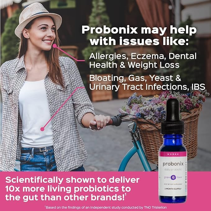 Probonix Humarian Liquid Probiotics for Women - 12-Strain Probiotic Drops to Fortify Women’s Gut Health, Vaginal Health, Immunity and Overall Wellness - 30-Day Supply - Delicious Grape Flavor Probonix buy supplements Au