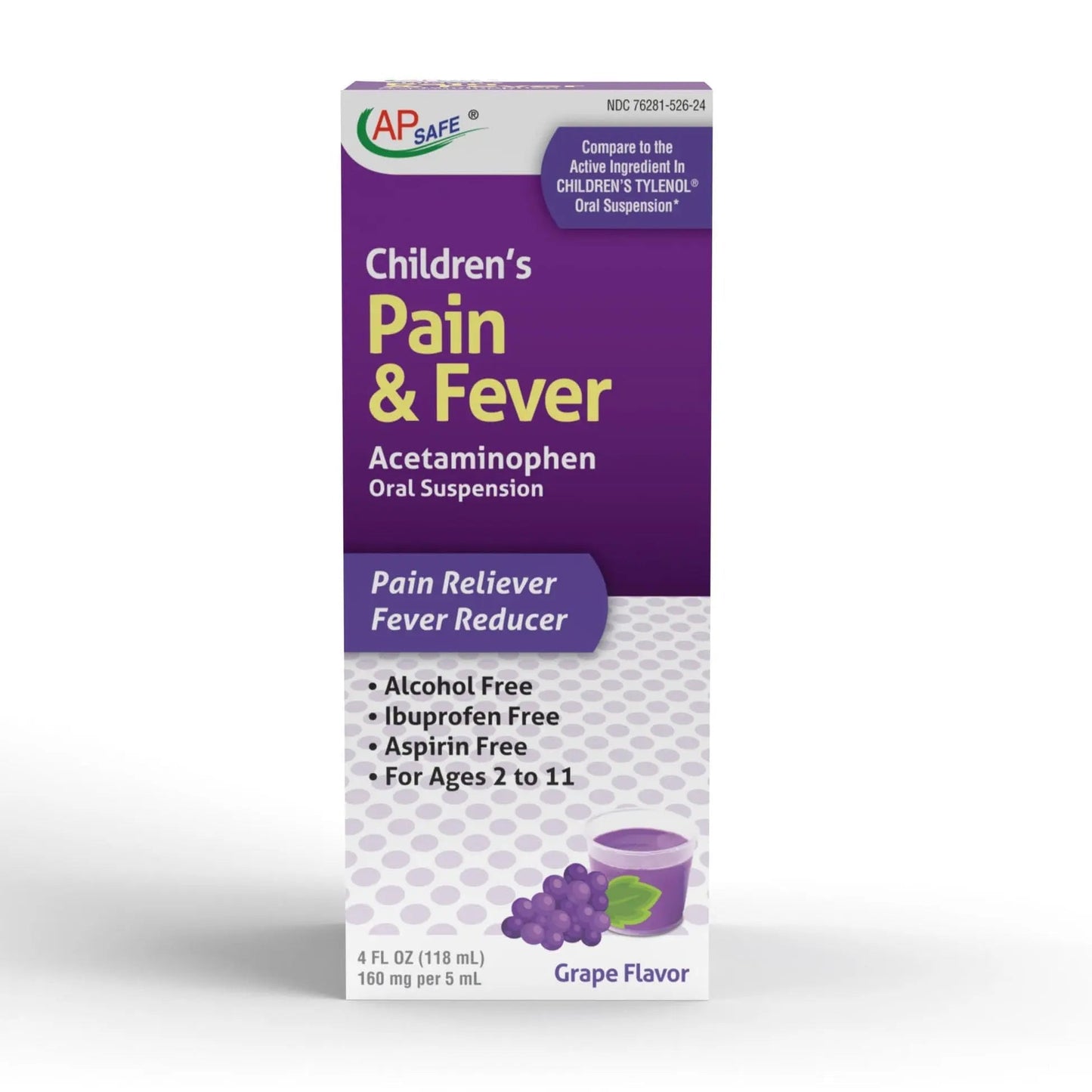 APSAFE Children's Pain&Fever Relief Acetaminophen Oral Suspension Grape Flavor 4oz APSAFEBuy Supplements Australia