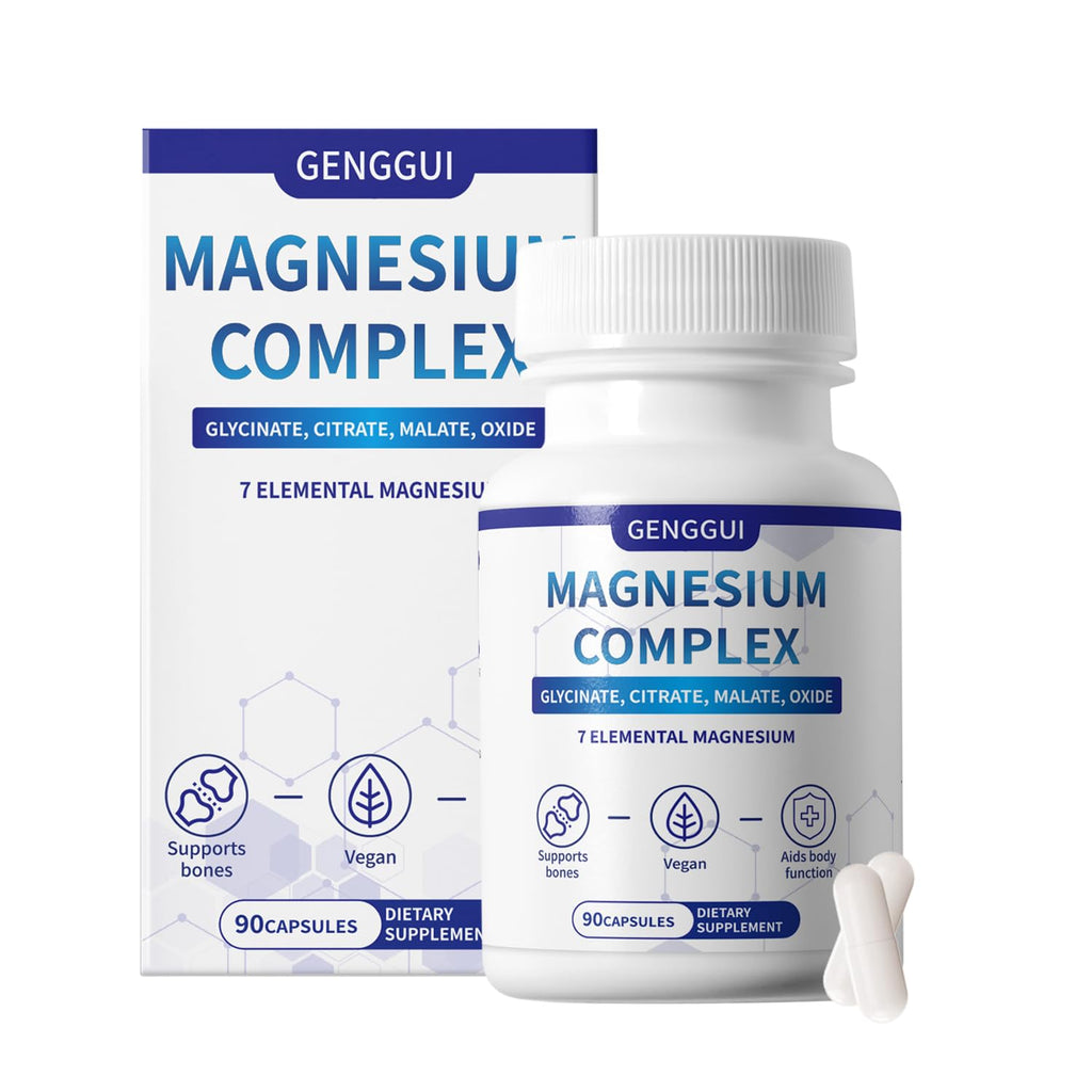 Genggui Magnesium Complex supplement bottle and packaging on a white background