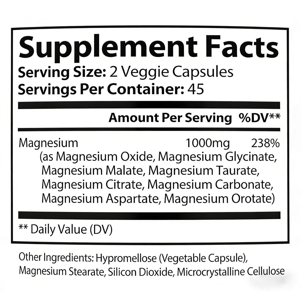 Top Norex Magnesium Complex Ultra - 8 Elemental 1000mg Magnesium Blend, Easy Absorption, 90 Capsules (1) Top Norex buy supplements Au