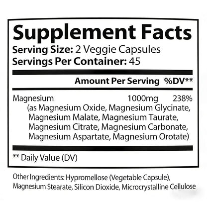 Top Norex Magnesium Complex Ultra - 8 Elemental 1000mg Magnesium Blend, Easy Absorption, 90 Capsules (1) Top Norex buy supplements Au