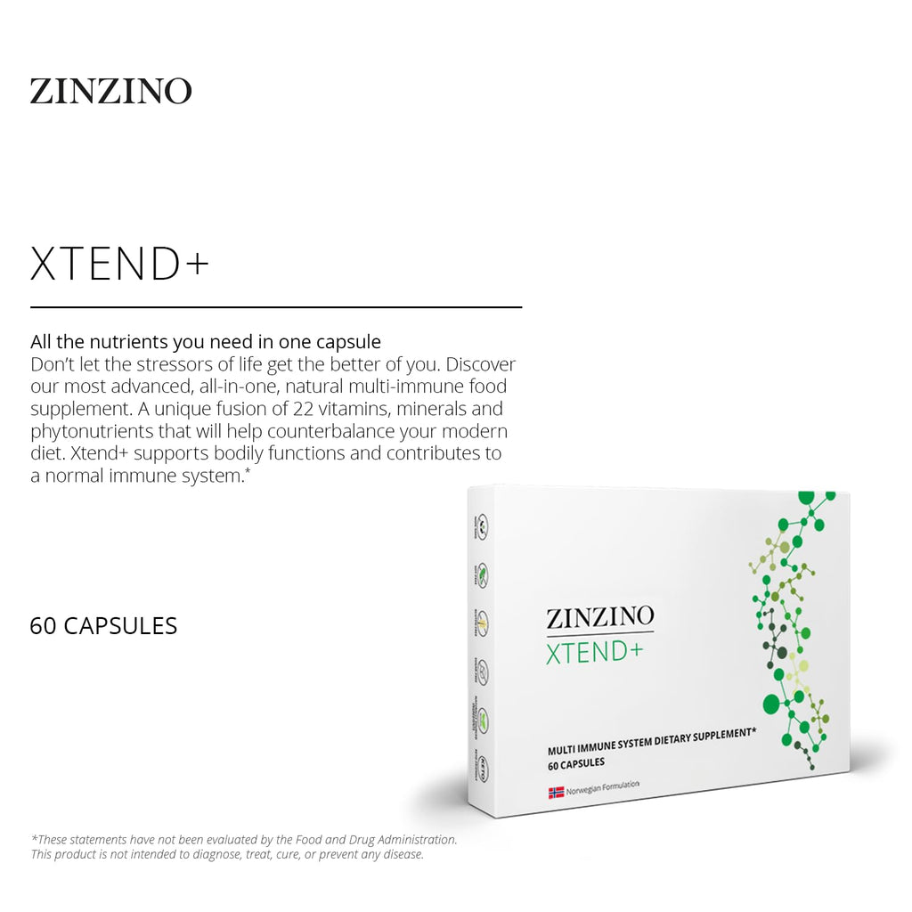 Zinzino Xtend + - Multi Immune Supplement - Essential Vitamins, Minerals & Vitamin C for Immune Support, Energy & Focus - 60 Capsules ZINZINOBuy Supplements Australia