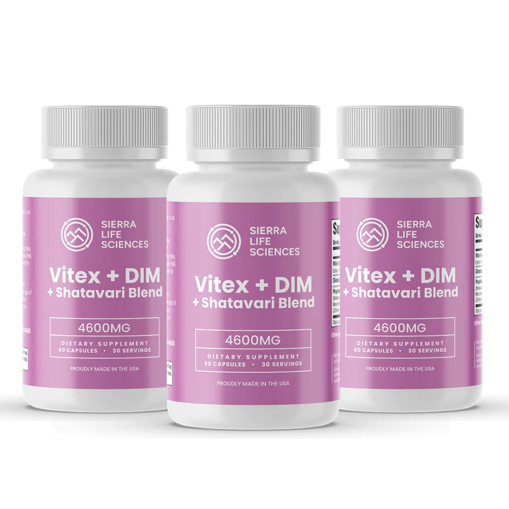 SIERRA LIFE SCIENCES Hormonal Balance Blend for Women – Vitex, DIM, Shatavari + Adaptogenic Support – Menstrual & Menopause Relief – Vegan, Clean-Label Formula – 4600mg – (Pack of 3) SIERRA LIFE SCIENCESBuy Supplements Australia