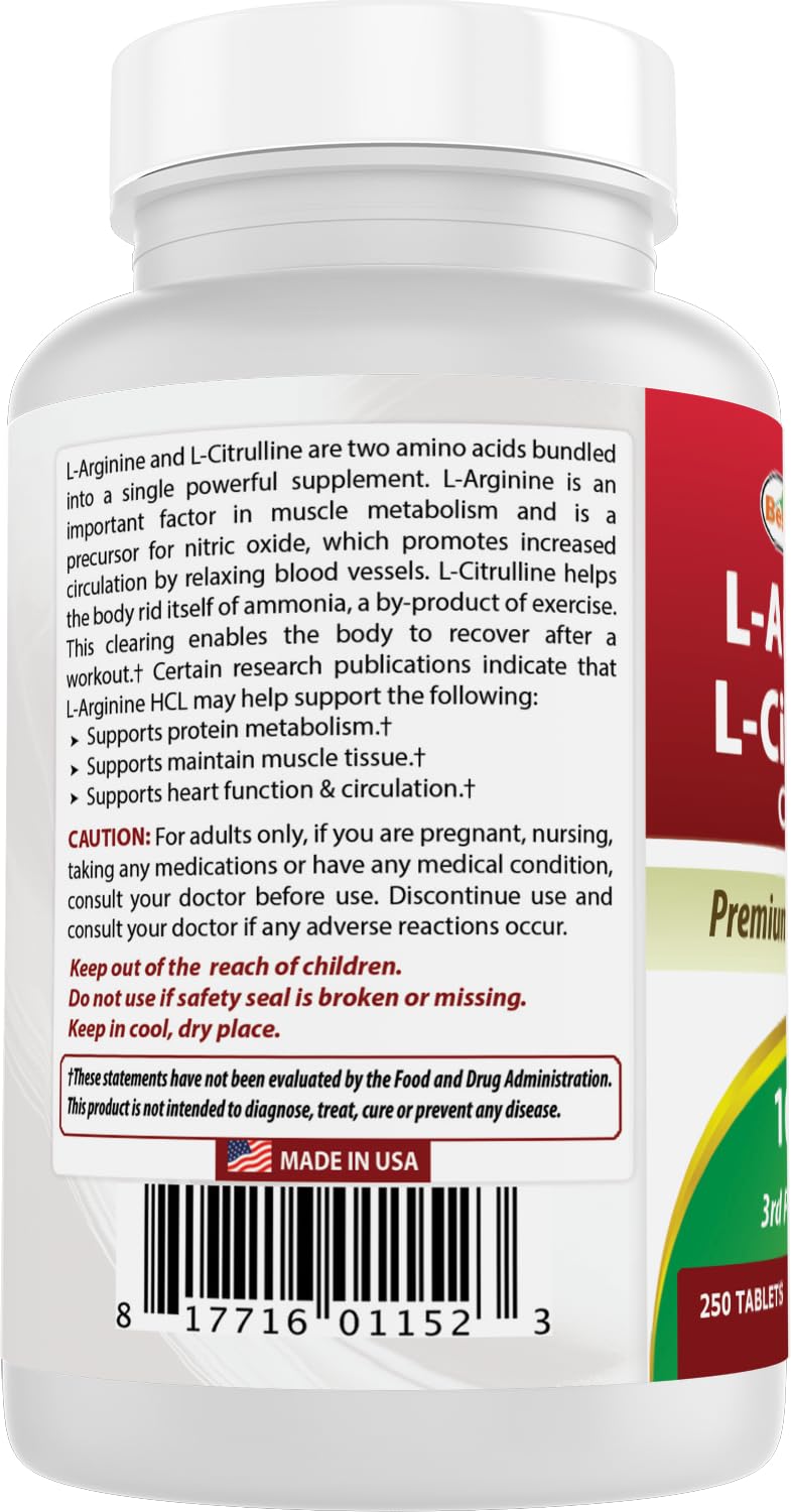 Best Naturals L-Arginine L-Citruline Complex Tablets, 250 Count