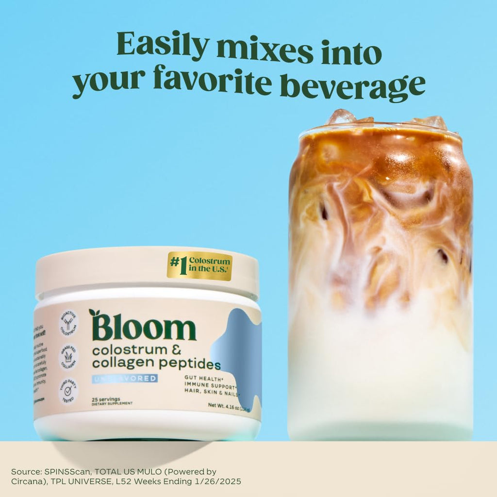 Bloom Nutrition Bovine Colostrum Powder with Vitamin B-12 for Gut Health, Immune Support, Hair Growth & Beauty Supplement | Unflavored, 25 Servings Bloom NutritionBuy Supplements Australia