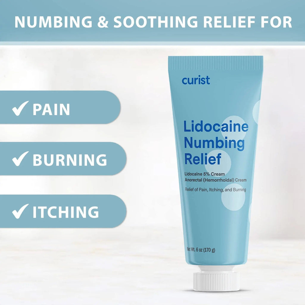 Curist 5% Lidocaine Numbing Cream - 6 oz (170 g) XL Tube - Soothing Numbing Cream for Temporary Discomfort, Itching, and Burning from Hemorrhoids Lidocaine 5% (1 Pack - 6 oz Tube) CuristBuy Supplements Australia