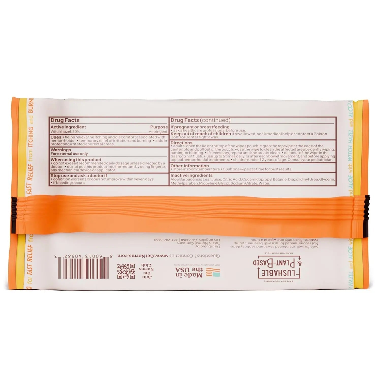 Norms Medicated Hemorrhoid Wipes with Witch Hazel and Aloe, Soothing Flushable Wipes for Itching, Burning & Swelling Relief, Hypoallergenic & Fragrance Free - 48ct (Pack of 3) NormsBuy Supplements Australia