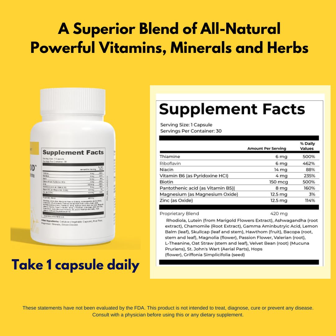 4BETTERMOOD Positivity & Stamina Capsule (30ct) Premium Mood Supplement - Enhance Mood & Promote Emotional Balance - Rhodiola, L-Theanine. Bocopa monnnieri, Velvet Bean, Skull Cap & Ashwaganda. 4BETTERMOOD Positivity & Stamina buy supplements Au