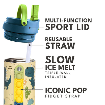 Elemental Iconic Kids Water Bottle for School - 100% Leak-Proof Insulated Water Bottles with Straw Lid & Pop-It Handle for Boys & Girls - Triple-Wall Insulated & BPA-Free, 20oz – Dinosaur Elemental buy supplements Au