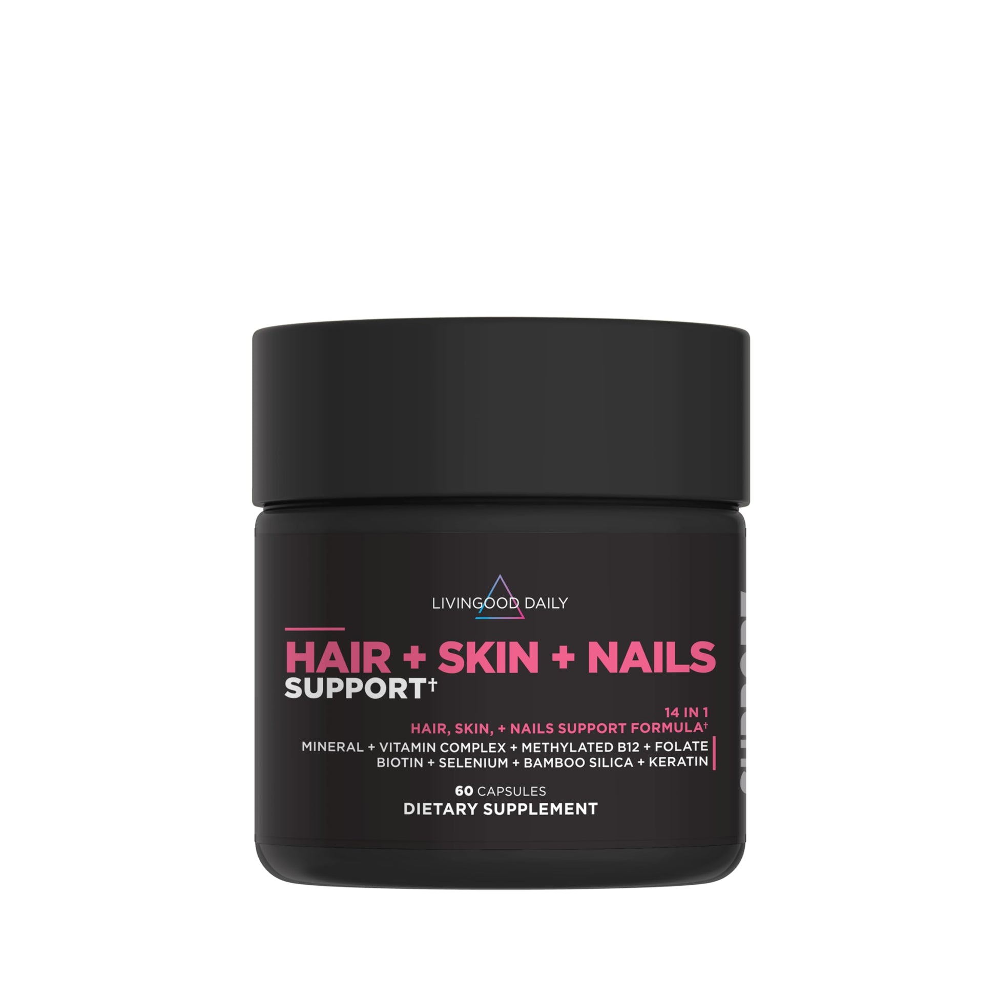 Livingood Daily Hair, Skin & Nails Supplement, 14-in-1 Formula with Biotin, Collagen, Keratin, Bamboo, Selenium, Folate, B12, Zinc and More, Beauty Supplement for Women & Men, Gluten Free, 60 Capsules Livingood DailyBuy Supplements Australia