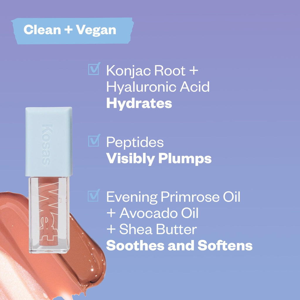 Kosas Wet Lip Oil Gloss - Hydrating Lip Plumping Treatment with Hyaluronic Acid & Peptides, Non-Sticky Finish (Unbuttoned) KosasBuy Supplements Australia