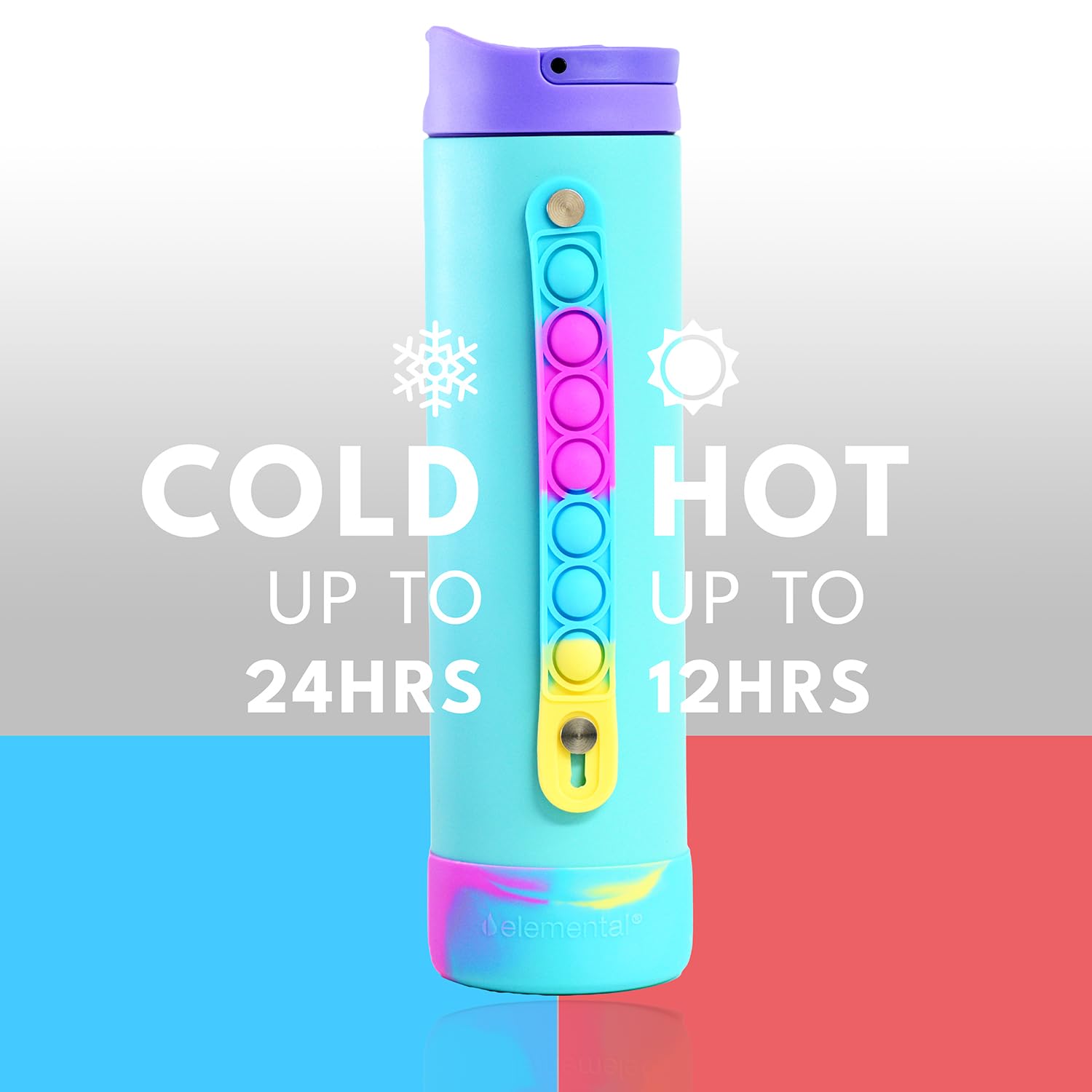 Elemental Iconic Water Bottle for School - 100% Leak-Proof Insulated Water Bottles with Straw Lid & Pop-It Handle - Triple-Wall Insulated & BPA-Free, 20oz – Blue Tie Dye Elemental buy supplements Au