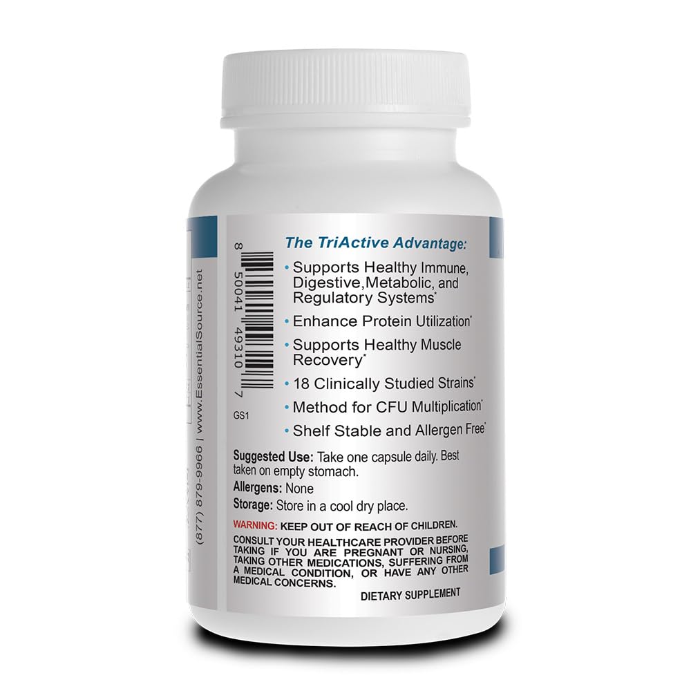 Essential Source TriActive Biotics for Men - Probiotic Capsules, 30 Billion CFU with Prebiotics & Blue Spirulina, Shelf Stable, Allergen Free, Digestive & Immune Support, 30 Count Essential Source buy supplements Au