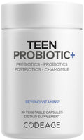 Codeage Teen Probiotic+ Supplement - 25 Billion CFU Probiotic Blend with Prebiotics, Postbiotics & Chamomile - Gut & Digestion Support for Teens and Teenagers 12 & Up - Non-GMO- 30 Capsules CodeageBuy Supplements Australia