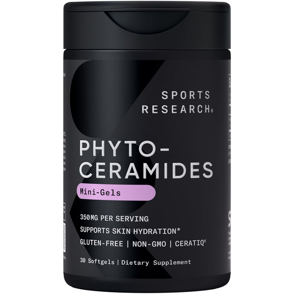 Sports Research® Phytoceramides 350mg per softgel - Plant Derived Ceramides for Healthy Skin and Hydration - Non GMO with No Fillers or Synthetic Vitamins - 30 Liquid softgels Sports Research buy supplements Au