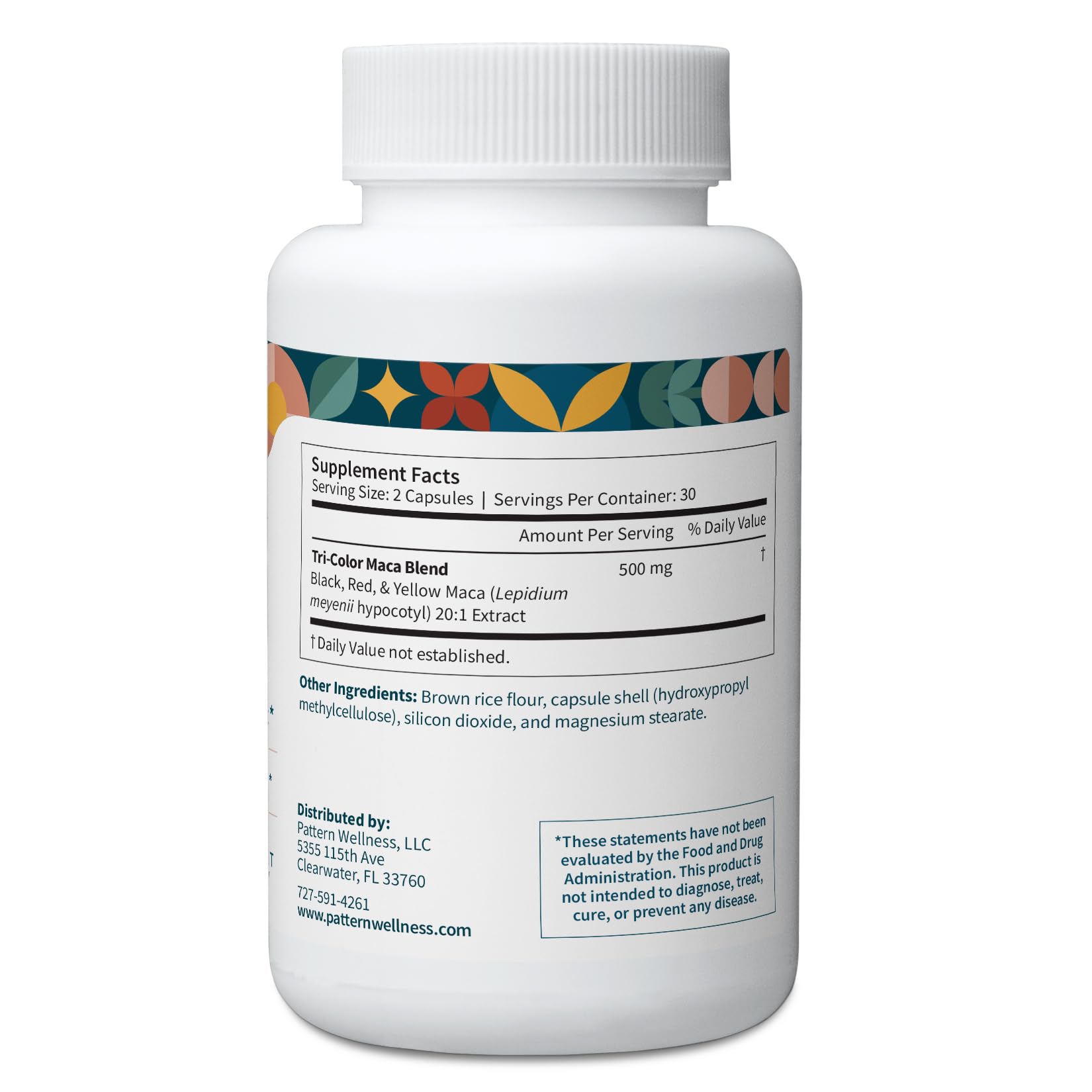 Pattern Wellness Maca Root Extract 20:1-500mg Per Serving – for Men & Women – Tri-Color Black/Red/Yellow Blend – 60 Vegan, Non-GMO Capsules Pattern Wellness buy supplements Au
