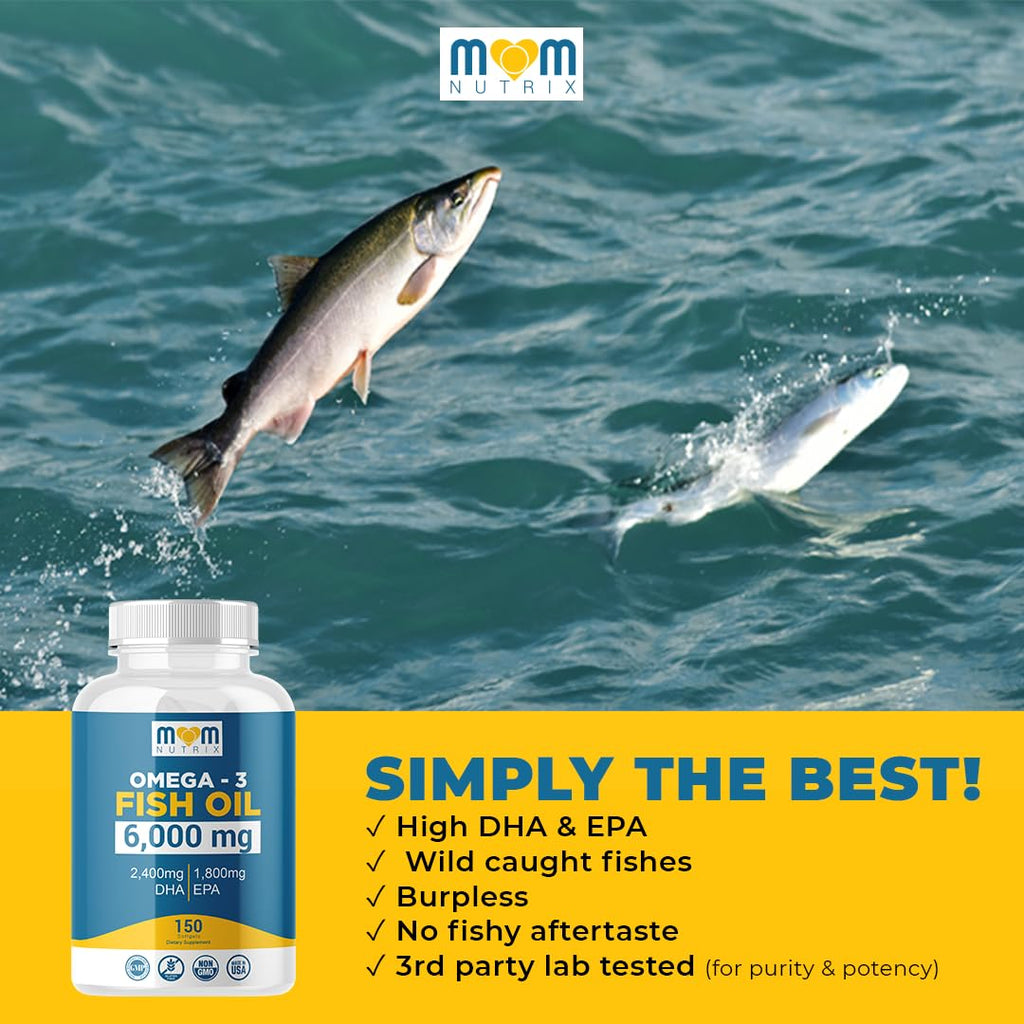 Omega 3 Fish Oil with Maximum EPA DHA - Supports Brain, Liver, Heart & Immunity - Made in The USA - 150 Softgels MOM NUTRIXBuy Supplements Australia
