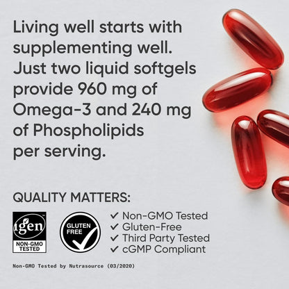 Sports Research® Total Omega-3 Fish Oil 2200mg - Made from Antarctic Krill w/Astaxanthin, Wild Sockeye Salmon & Alaska Pollock - 960mg of EPA & DHA - 120 Softgels Sports Research buy supplements Au