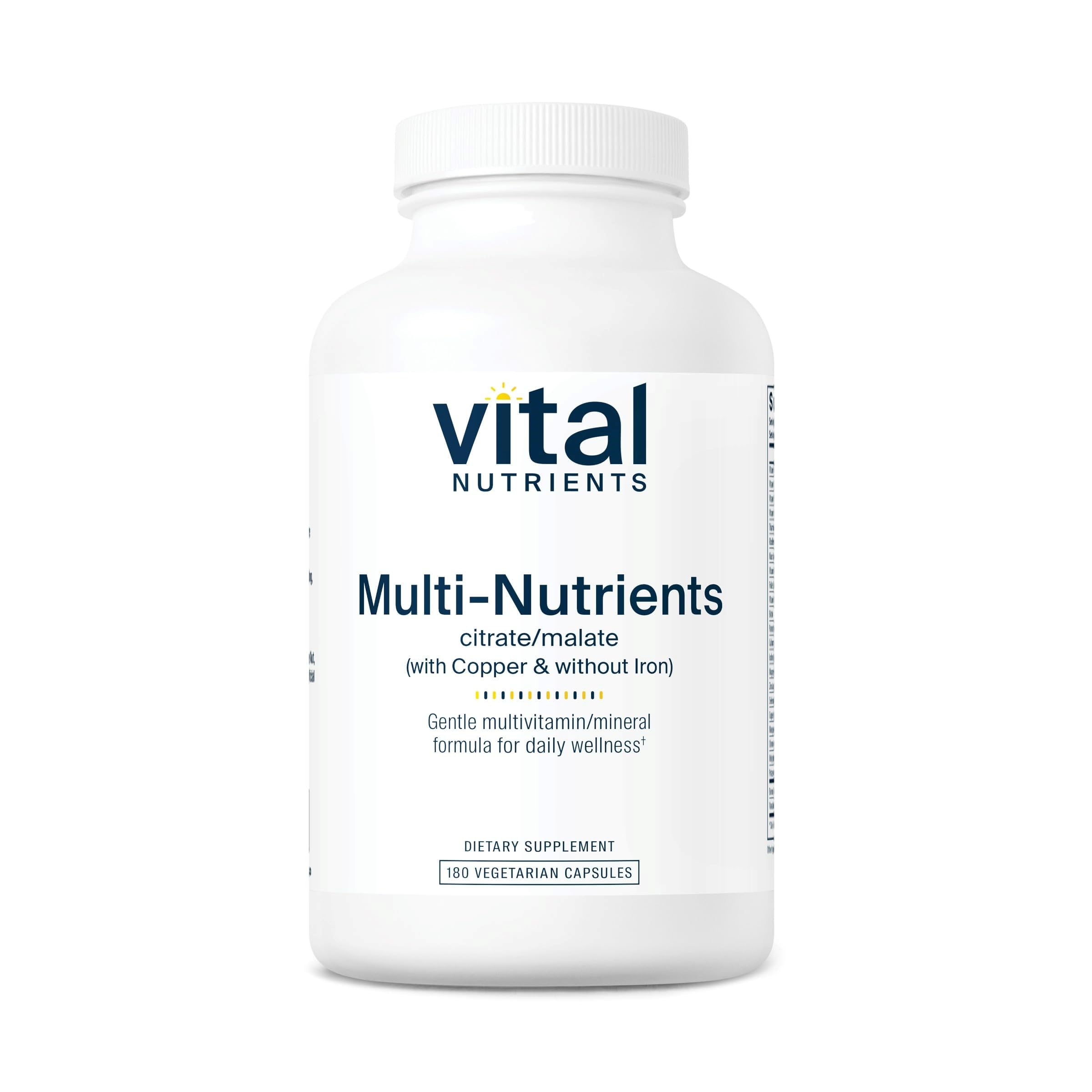 Vital Nutrients - Multi-Nutrients 2 - Citrate/Malate Formula (with Copper and Without Iron) - Multi-Vitamin/Mineral, Potent Antioxidants, Gentle Bioavailable Form - 180 Vegetarian Capsules per Bottle Vital NutrientsBuy Supplements Australia