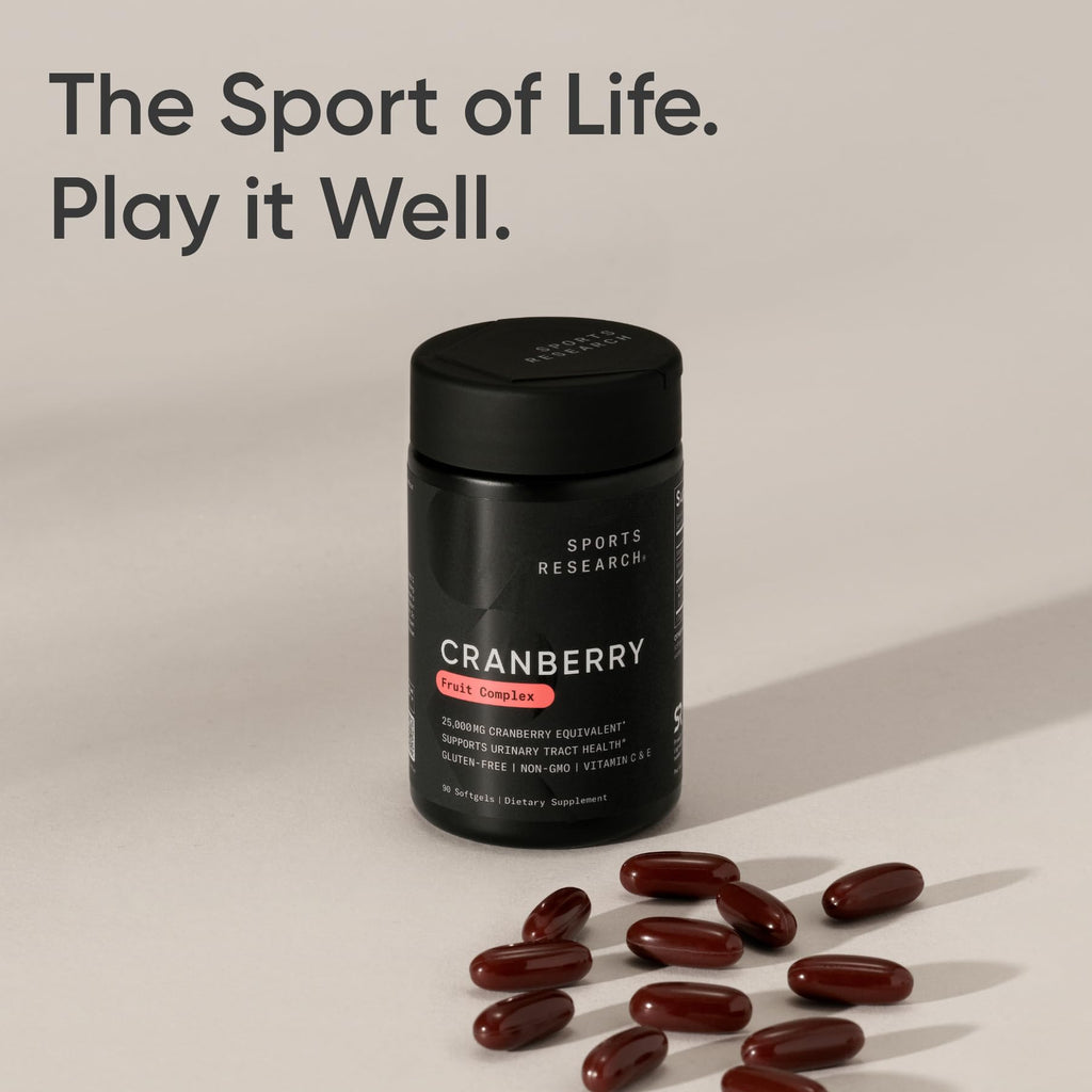 Sports Research® Cranberry Fruit Complex Supplement - Softgels for Urinary Tract Health Support - Made with Pacran®­ & Vitamins C & E - Non-GMO & Gluten Free - 90 Count Sports Research buy supplements Au